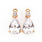 Brass Micro Pave Clear Cubic Zirconia Pendants, Nickel Free, Teardrop, Real 18K Gold Plated, 19.5x8.5x5mm, Hole: 1.2mm