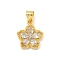 Rack Plating Brass Micro Pave Cubic Zirconia Pendants, Cadmium Free & Lead Free, Long-Lasting Plated, Real 18K Gold Plated, Flower, 15x13x3.5mm, hole: 5x3.5mm