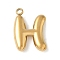 304 Stainless Steel Initial Pendants, Ion Plating(IP), Real 18K Gold Plated, Letter H, 16~18x6~18x3mm, Hole: 1.8mm