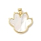 Brass Pave Natural Shell Pendants, Paw Print Charms with Jump Rings, Lead Free & Cadmium Free, Long-Lasting Plated, Rack Plating, Seashell Color, Real 18K Gold Plated, 20.5x22x2mm, Hole: 4x3.5mm