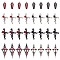 32Pcs 8 Style Alloy Pendants, with Rhinestone and Enamel, Cross, Mixed Color, 25.5~47.5x11~23x3~5.5mm, Hole: 1.2~2.3mm, 4pcs/style