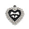 Alloy Rhinestone Pendants, with Enamel, UV Plated, Heart with Bowknot, Platinum, 18.5x16.5x3mm, Hole: 1.8mm