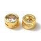 Rack Plating Brass Micro Pave Cubic Zirconia Slide Charms, Cadmium Free & Lead Free, Long-Lasting Plated, Flat Round, Real 18K Gold Plated, 6x3.5mm, Hole: 1x3.5mm