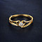 Heart Brass Micro Pave Clear Cubic Zirconia Finger Rings, Golden, US Size 8(18.1mm)