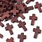 Wooden Pendants, Cross, Dark Red, 21~22x14~15x4~5mm, Hole: 1.8mm