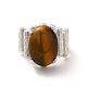 Natural Tiger Eye Oval Open Cuff Ring RJEW-P082-03P-03-3