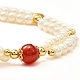 Healing Reiki Round Natural Carnelian Beaded Bracelets for Girl Women X1-BJEW-TA00013-4