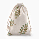 ポリコットン（ポリエステルコットン）パッキングポーチ巾着袋  印刷された花で  ミディアムターコイズ  13.1~14.5x9.5~10cm ABAG-S004-01C-10x14-1