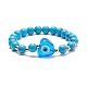 Gemstone & Lampwork Heart Evil Eye Beaded Stretch Bracelet for Women BJEW-JB08392-4