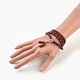 Four Loops Natural Sandalwood Beads Stretch Wrap Bracelets BJEW-JB03812-6
