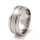 201 anillo de dedo de acero inoxidable con doble ranura para mujer RJEW-I089-01P-1