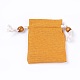 黄麻布製梱包袋ポーチ  巾着袋  木製のビーズで  オレンジ  10~10.1x8.2~8.3cm ABAG-L006-A-04-2