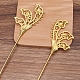 合金かんざしヘアスティックパーツ  鉄のピン付き  花  ゴールドカラー  ピンサイズ：120x2.5mm OHAR-PW0001-345G-1