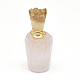 ナチュラルローズクォーツ開閉式香水瓶ペンダント  真鍮のパーツとガラスのエッセンシャルオイルのボトル  30~35x13~15mm  穴：0.8mm  ガラス瓶容量：3ml（0.101液量オンス）  宝石の容量：1ml（0.03液量オンス） G-E556-03D-2