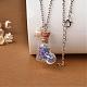Glass Bottle with Glass Caviar Nail Beads inside Pendant Necklaces NJEW-JN01574-3