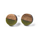 Серьги-гвоздики из непрозрачной смолы и орехового дерева EJEW-N017-008-B08-2