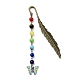 Segnalibro pendente in lega di smalto a farfalla con perla di pietra preziosa chakra AJEW-JK00253-3