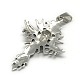 Gothic Retro Men's Halloween Jewelry 304 Stainless Steel Flame Cross Carved Skull Pendants STAS-L017-22-2