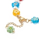 Millefiori Glass Flower & Natural Pearl Beaded Bracelet for Women BJEW-JB09138-5