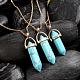 Bullet Natural Turquoise Pointed Pendant Necklaces NJEW-BB00024-03-2