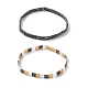 Set di braccialetti elasticizzati con perline rettangolari di semi di vetro in stile 2 pz BJEW-JB09036-3