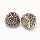Platinum Plated Brass Polymer Clay Rhinestone Cord Ends RB-L025-24A-2