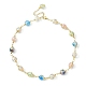 Résine avec colliers à chaîne de perles rondes en feuille d'or NJEW-JN04361-01-1
