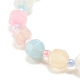 Bracelet extensible perlé rond en agate naturelle avec graine de verre BJEW-JB08195-01-5