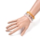 Chips Natural Amber & Fluorite & Rose Quartz Beaded Stretch Bracelets Sets X-BJEW-JB05332-02-4