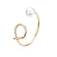 Alloy Wire Wrap Open Cuff Bangle with Plastic Pearl for Women BJEW-S118-122G-3