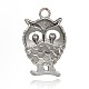 Antique Silver Plated Alloy Rhinestone Owl Pendants ALRI-J172-02AS-2