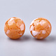 樹脂ビーズ  天然石風チップスタイル  ラウンド  ダークオレンジ  10mm  穴：1.8mm RESI-T026-10mm-06-2