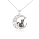 Chat noir pierre de lune collier chat noir sur la lune pendentif collier mignon chat porte-bonheur collier bijoux cadeaux pour les femmes amoureux des chats JN1112A-2