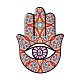 Mano de hamsa/mano de miriam con alfombrillas de taza de porcelana con diseño de mal de ojo DJEW-H008-01C-1