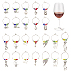 Ciondolo in lega di stile tibetano in stile 24 pz 12 e charms in vetro di vino con anello in ottone AJEW-AB00056-1