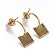 304 Stainless Steel Rhinestone Square Ear Studs EJEW-M168-06G-2