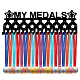 鉄メダルホルダーフレーム  20フックメダルディスプレイハンガーラック  ネジ付き  ブラック  メダル  130x400mm  穴：5mm ODIS-WH0028-102-1
