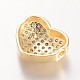 Micro en laiton de coeur ouvrent perles cubes de zircone ZIRC-L051-13G-FF-2