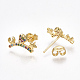 Brass Micro Pave Cubic Zirconia(Random Mixed Color) Ear Studs EJEW-S201-91-2
