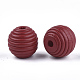 Painted Natural Wood Beehive Beads WOOD-S049-04B-06-2