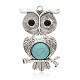 Antique Silver Plated Halloween Owl Alloy Dyed Synthetic Turquoise Big Pendants PALLOY-J651A-01AS-1