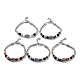 Bracelets de perles à facettes en pierres précieuses naturelles mélangées tête de Bouddha avec 201 fermoirs à pince de homard en acier inoxydable BJEW-Q334-10-1