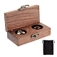 FINGERINSPIRE Vintage Wooden Ring Box for 2 Rings Walnut 2-Slot Couple Ring Display Box Wedding Ring Double Ring Box Small Jewelry Organizer Holder with Black Sponge Inside and Velvet Bag RDIS-WH0016-09-1