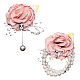 CRASPIRE 2PCS Pink Wrist Corsage Wedding Corsage Pearl Bracelet Rhinestones Rose Artificial Flower Wrist Boutonniere Buttonholes Bridesmaid Flower Wrists Wedding Flowers Accessories AJEW-WH0285-18C-1