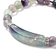Natural Fluorite Beads Charm Bracelets BJEW-K164-B12-2