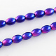 Spray Painted Rice Glass Beads Strands DGLA-S041-11x8mm-M4-2
