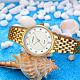 繊細なビジネスのカップルの腕時計  女性用ステンレススチール防水クォーツ腕時計  合金の腕時計ヘッド付き  ホワイト  ゴールドカラー  220x10~19mm WACH-BB19186-04-8