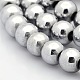 Round Non-magnetic Synthetic Hematite Beads Strands G-P061-66-8mm-1
