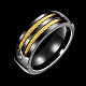 Titanio acciaio 316l anelli a larga banda alla moda RJEW-BB07218-10-2