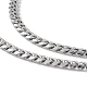 201 collar de cadena de eslabones cubanos de acero inoxidable con 304 cierres de acero inoxidable para hombres y mujeres NJEW-M194-01A-P-2